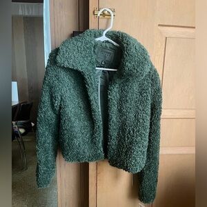 NWT Blank NYC Cropped Green Sherpa Jacket